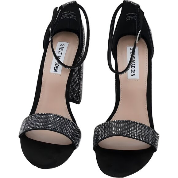 Steve Madden Carrson Block Heel Ankle Strap Sandals Black Women's US 7.5 - Picture 5 of 6